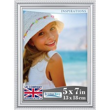 Icona Bay 5x7 Silver Picture Frame Beautifully Detailed Molding, 5x7, picture