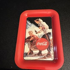 Vintage 1990s Coca-Cola Skiing Theme Metal Serving Tray picture