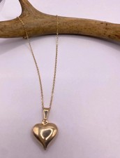 Delicate Puffed Heart Charm Pendant Necklace 18