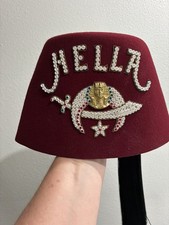 Shriners Fez Hat Hella Temple Harry M Osers Co Masonic Burgundy Felt 1950s SZ 7 picture