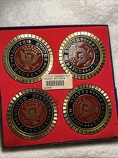 VTG New Coasters US Congress Seal Brass&Metal Diamond Cut With Box picture