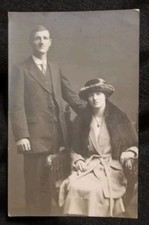 RPPC 1920s Well Dressed Gentleman & Lady Studio Portrait 