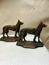 Vtg Cast Iron German Shepherd Bookends Pair 5.5