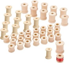 48pcs Wooden Spools, 3 Sizes Empty Bobbins Wood Sewing Embroidery Thread Spool W picture