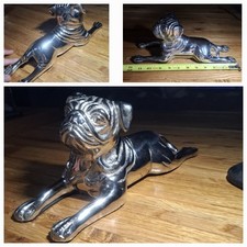 Vintage Aluminum Or cast metal Crafted Figure of Pug Dog 12