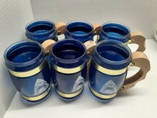Siesta Ware Jaws Wooden Handle Glasses  Complete 6 Glass  Set. Extremely Rare. picture