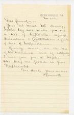 1880s ALS Jas W Howarth Glen Riddle PA Autograph Collector Signers Declaration picture