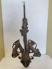 Rare Antique Large Bronze Double Bowl Smoking Pipe, Bamoun or Bamileke Cameroon picture