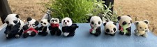 ✅Vtg 9 Lot Miniature Panda Bear Figures Flocked Fuzzy Pin Clip Josef Originals picture