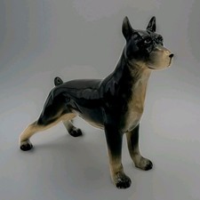 Vtg Doberman Figurine Ceramic Dog Handpainted MCM Decor 50s 60s Fairyland Import picture