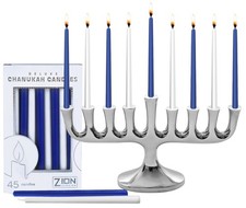 Zion Judaica Ltd Stunning Sleek Designers Menorah Candle Set - Polished picture