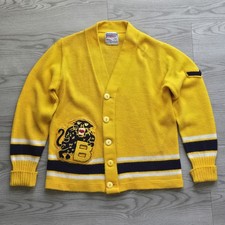 VTG 60s Varsity Wool Cardigan Letterman Sweater Chenille Patch Cheerleader XS HS picture
