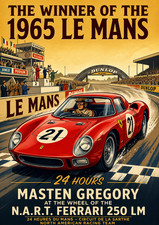 1965 Le Mans Winner Ferrari 250 LM Poster 13x19 – Masten Gregory Vintage Racing picture