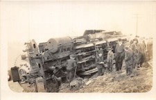 J10/ Interesting RPPC Postcard c1910 Railroad Disaster Wreck Kids 133 picture