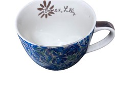 Lilly Pulitzer Ceramic Soup Mug Jumbo Latte Cup Blue Floral Paisley Gold picture