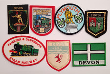 7 x Devon Region Vintage Souvenir Tourist Badges Patches. Holidays. Plymouth etc picture