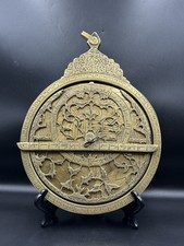 Rare Brass Astrolabe Arabic Engraved Islamic Astronomy Multi Plate Instrument  picture