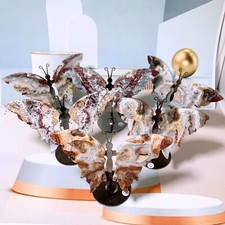 1pc  Natural Mexico agate butterfly Crystal butterfly wings carving Home decora picture