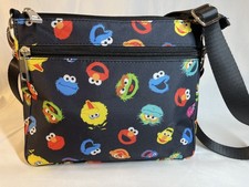 Vintage SESAME STREET Black Print Messenger Bag New picture