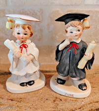 Vtg LEFTON Graduation Figurine Boy #2300 & Girl #4062 Cap Gown Diploma 5