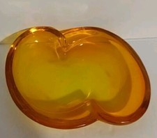 Persimmon Orange Glass Free Form Dish MCM Attr. To Viking Glass 4 7/8