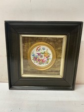 Antique European Likely German Framed Porcelain Plaque Painted Floral Decoration picture