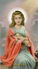 St. Agnes - Relic Laminated Holy Card - Blessed by Pope Francis picture