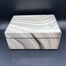 Marbled Paper Lacquer Pacific Connections Stationary Jewelry Box 8”x6”  $150 New picture
