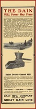 1907 Dain Pull Power Hay Press of Ottumwa, Iowa New Metal Sign: 6 x 18