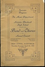 Nicholas Blackwell High Memphis TN Band & Chorus Concert Program 1941 picture