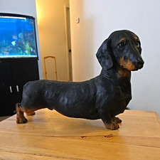 Dachshund Dog Figurine Black and Tan Brown Collectible Sculpture picture