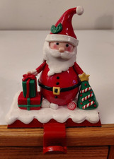 Santa with Packages & Christmas Tree Stocking Holder Hanger Heavy 7
