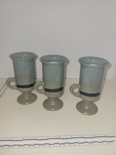 Set of 3 Vintage Otagiri Stoneware Footed Irish Coffee Mugs Blue picture