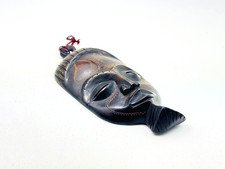 Vintage Djibouti Africa African Hand Carved Painted Wood Mask Ethnic Wall Art L1 picture