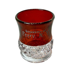 PERRY NY NEW YORK Ruby Red Flash Souvenir Glass TRINKET ANTIQUE CUP picture