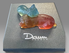Daum France Pâte-de-Verre “Chiot et Chaton Dog And Kitten-Amber/Blue picture