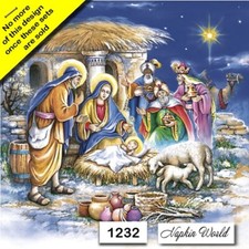 (1232) TWO Paper LUNCHEON Decoupage Art Craft Napkins CHRISTMAS NATIVITY JESUS picture