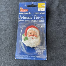 Vintage Joybrite Electronic/Lighted Musical Santa Claus Pin-On Plays Jingle Bell picture