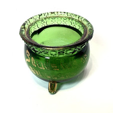 LEWISBURG Pennsylvania PA Antique GREEN GOLD Depression Glass Souvenir TRINKET picture