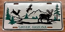 RARE UNUSED 1990'S? GREER ARIZONA (APACHE COUNTY) EMBOSSED BOOSTER LICENSE PLATE picture