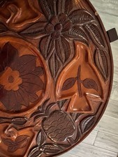 Vintage Haitian dual-sided, hand carved, hard wood decorative table picture