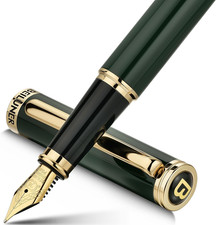 BEILUNER Racing Green Fountain Pen,Stunning Luxury Pens with 24K Gold Finish, Go picture