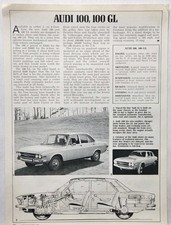 1973 Audi 100 GL Retro Original Print Ad Article New Cars Magazine 1970s picture