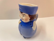 Vintage Erphila Czechoslovakia Dutch Boy Figural Creamer Pitcher Blue Pottery picture