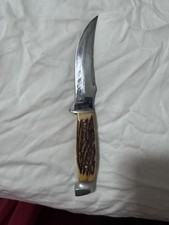 Vintage 1940-1964 Case Fixed Blade Bird/Trout Knife Stag/Antler w/leather sheath picture