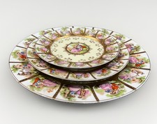 Vintage Vienna Fragonard Love Story Gold Trim Cake Stand Plates NO HOLDING STAND picture