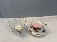 Royal Albert Old Country Roses Candle Cup & Saucer hand signed gold M.Doulton picture