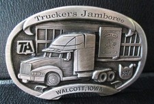 13th Trucker Jamboree Iowa 80 Truckstop Walcott Belt Buckle 1992 Semi Truck Cat picture