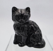 Mosser Glass Black Cat Figurine Sitting #101 Glossy 3