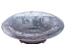 c1928 Fostoria Grape Orchid Brocade footed rolled edge bowl picture